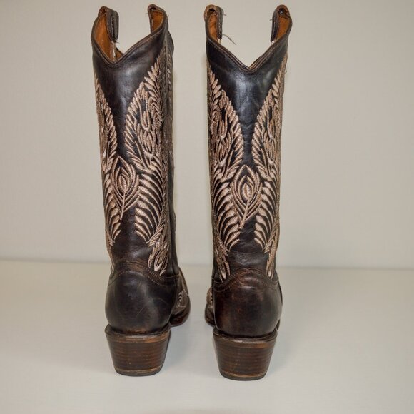 Circle G Feather Embroidered Snip Toe Western Boots - Picture 3 of 11
